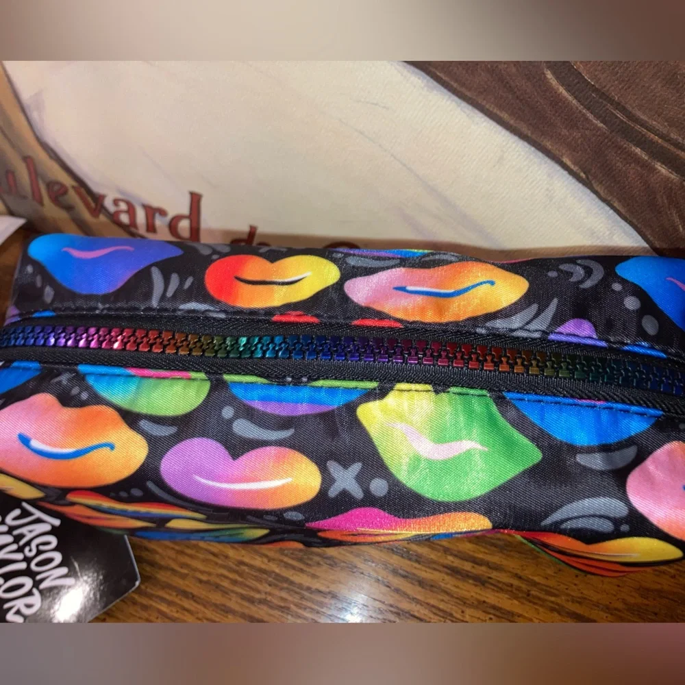Jason Naylor Vibrant Lip Print Cosmetic Bag - NWT